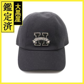 エルメス(Hermes)のHERMES　キャップ　デイヴィス　H　　サイズ58　ブラック【472】ＡＨ(キャップ)