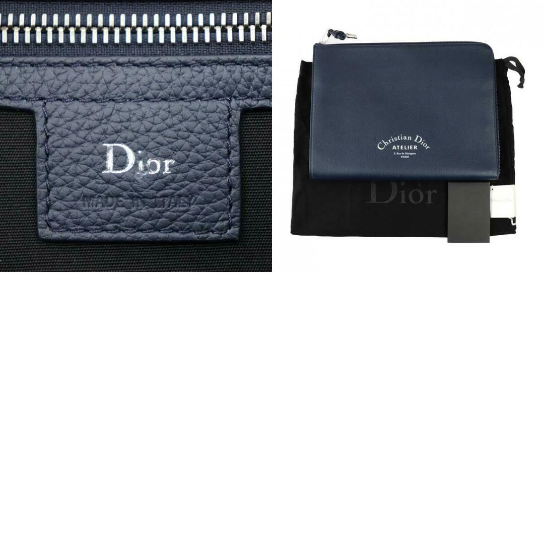 DIOR HOMME(ディオールオム)のDIOR HOMME ディオールオム ATELIER アトリエ  セカンドバッグ 1ATCA162 XXX 00EU レザー   ネイビー シルバー金具  クラッチバッグ ポーチ L字ファスナー 【本物保証】 メンズのバッグ(セカンドバッグ/クラッチバッグ)の商品写真