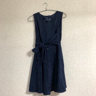 マジェスティックレゴン(MAJESTIC LEGON)の【美品】マジスティックレゴン スエードワンピース/ネイビー(ひざ丈ワンピース)