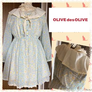 オリーブデオリーブ(OLIVEdesOLIVE)のオリーブデオリーブ★良品★取り外し可セーラーカラー★お嬢様ワンピース(ひざ丈ワンピース)