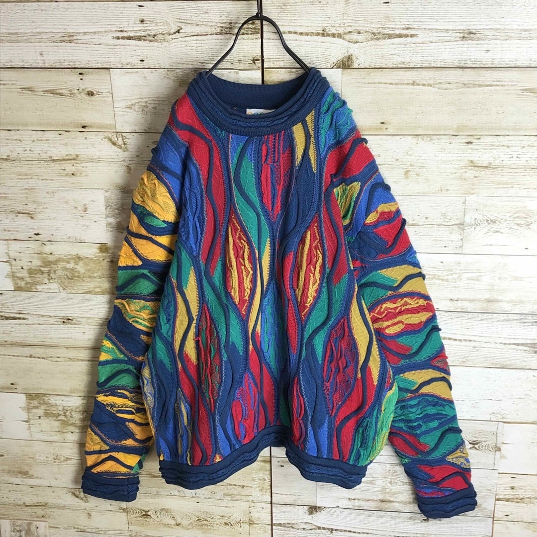 COOGI(クージー)の即完売 coogi クージー 立体 編込み 3Dニット マルチカラー 総柄 メンズのトップス(ニット/セーター)の商品写真