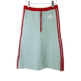 グッチ(Gucci)のGUCCI×adidas グッチ×アディダス 3ライン ロゴローゲージニットスカート ブルー XS(その他)