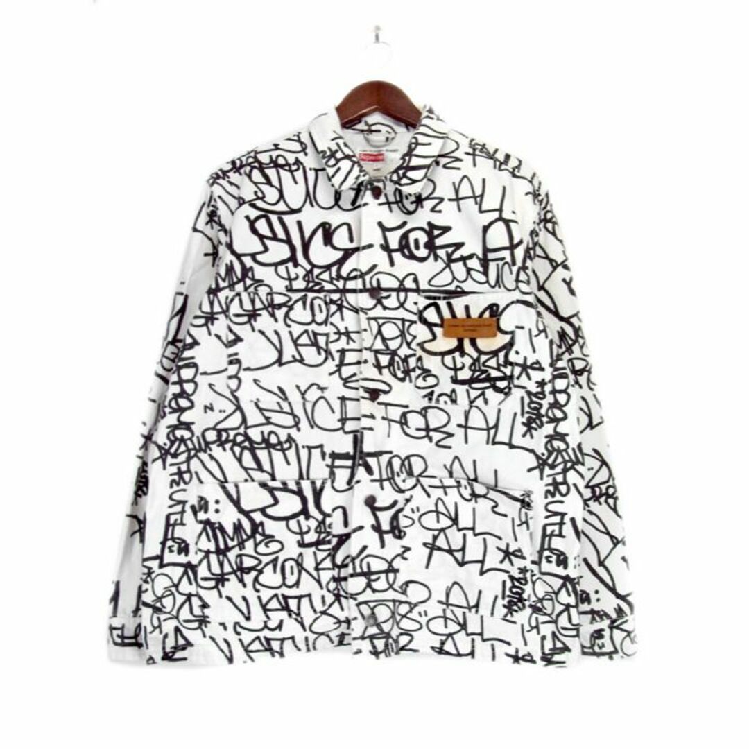 シュプリーム Supreme × コムデギャルソン COMME des GARCONS ■ 18AW 【 Painted Canvas Chore Coat 】 総柄 ワーク ジャケット 30550コットン付属品