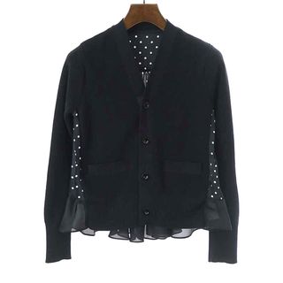 サカイ(sacai)のsacai サカイ 23AW Polka Dot Print Knit Cardigan ポルカドットプリント カーディガン 23-06946 ブラック 1(カーディガン)