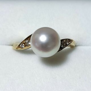 ミキモト(MIKIMOTO)のミキモト ダイヤモンド×パール リング K18YG 8.0mm 2.9g(リング(指輪))