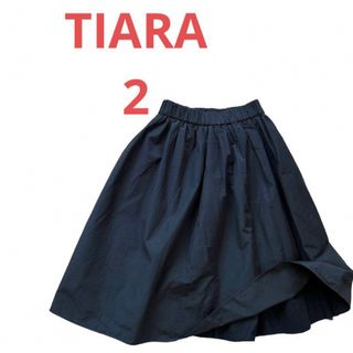 ティアラ(tiara)のTIARAティアラチュール重ねネイビー紺色ふんわりフレアスカート膝丈スカート2(ひざ丈スカート)