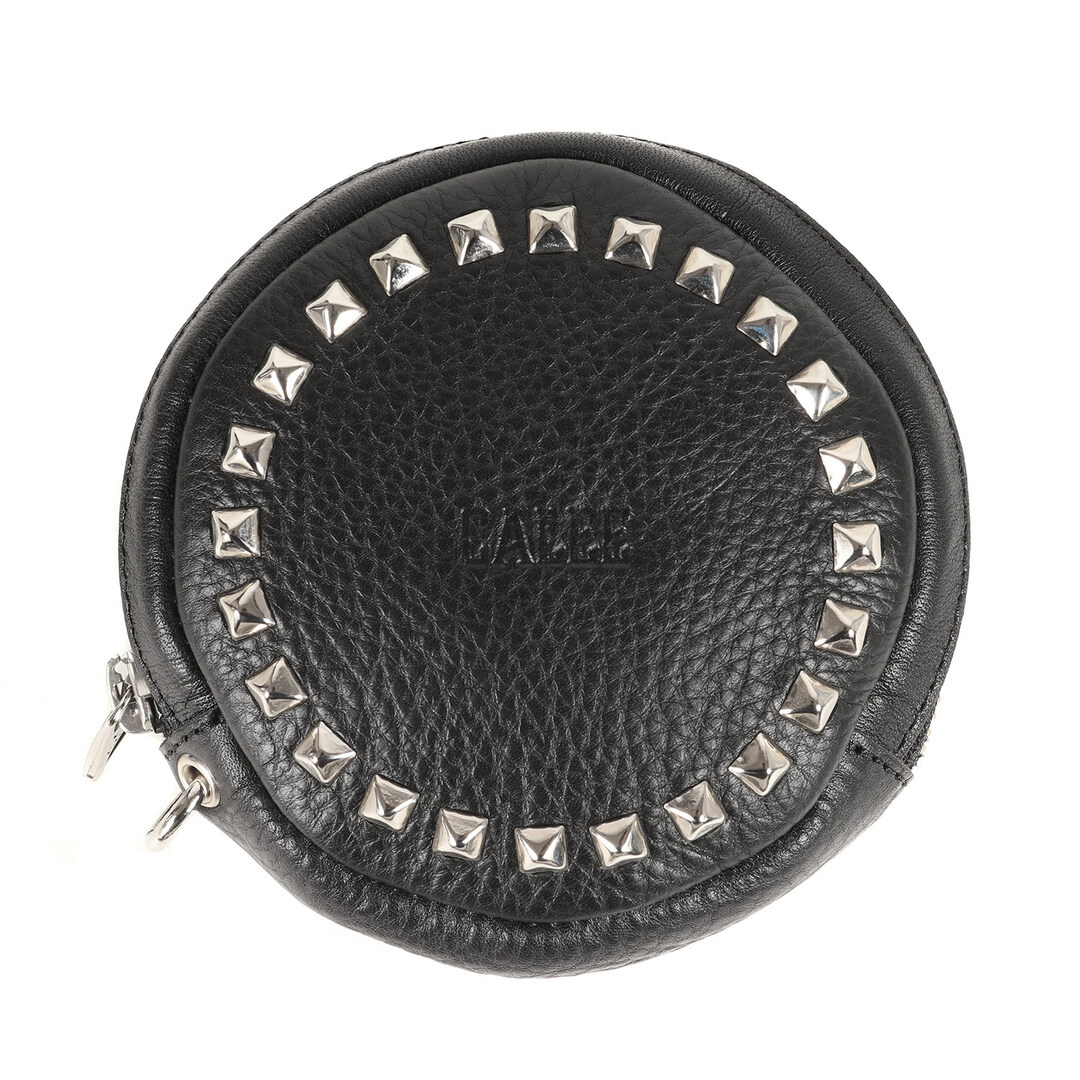 新品 CALEE キャリー 23SS スタッズ レザー ラウンド タイプ マルチ ポーチ STUDS LEATHER ROUND TYPE MULTI POUCH ブラック 黒 【メンズ】メンズ