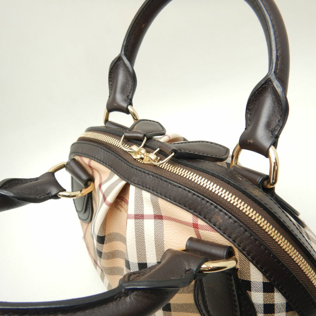 BURBERRY(バーバリー)のBURBERRY バーバリー 3201007 ハンドバッグ ノバチェック PVCxレザー  ベージュ ブラウン/251203【中古】 レディースのバッグ(ハンドバッグ)の商品写真