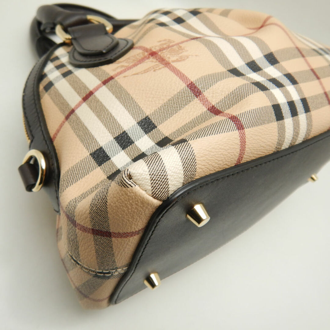 BURBERRY(バーバリー)のBURBERRY バーバリー 3201007 ハンドバッグ ノバチェック PVCxレザー  ベージュ ブラウン/251203【中古】 レディースのバッグ(ハンドバッグ)の商品写真