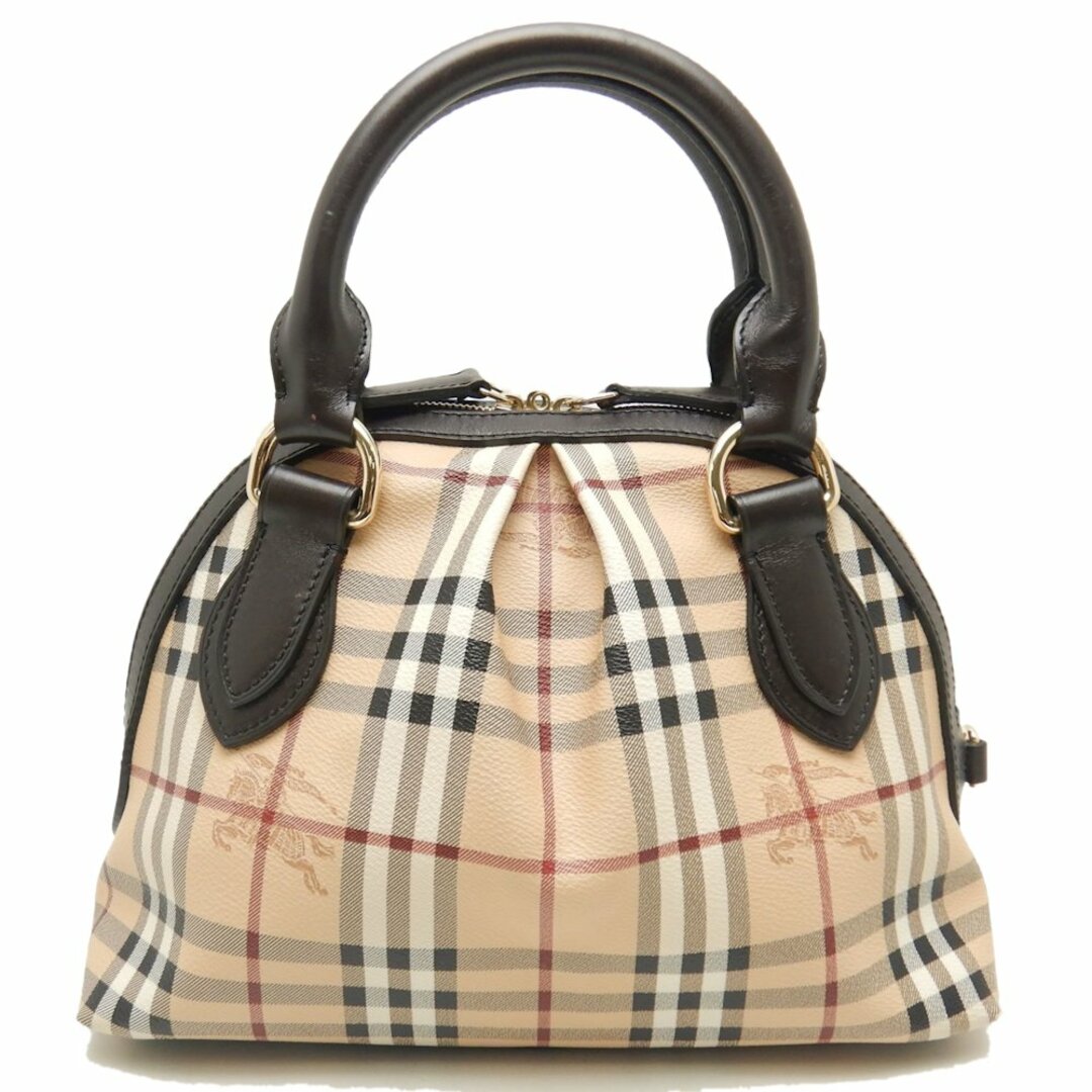 BURBERRY(バーバリー)のBURBERRY バーバリー 3201007 ハンドバッグ ノバチェック PVCxレザー  ベージュ ブラウン/251203【中古】 レディースのバッグ(ハンドバッグ)の商品写真