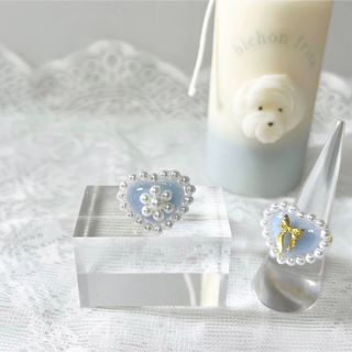 light blue heart ring(パールフラワー)(リング)