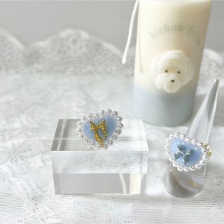 light blue heart ring(ゴールドリボン)(リング)