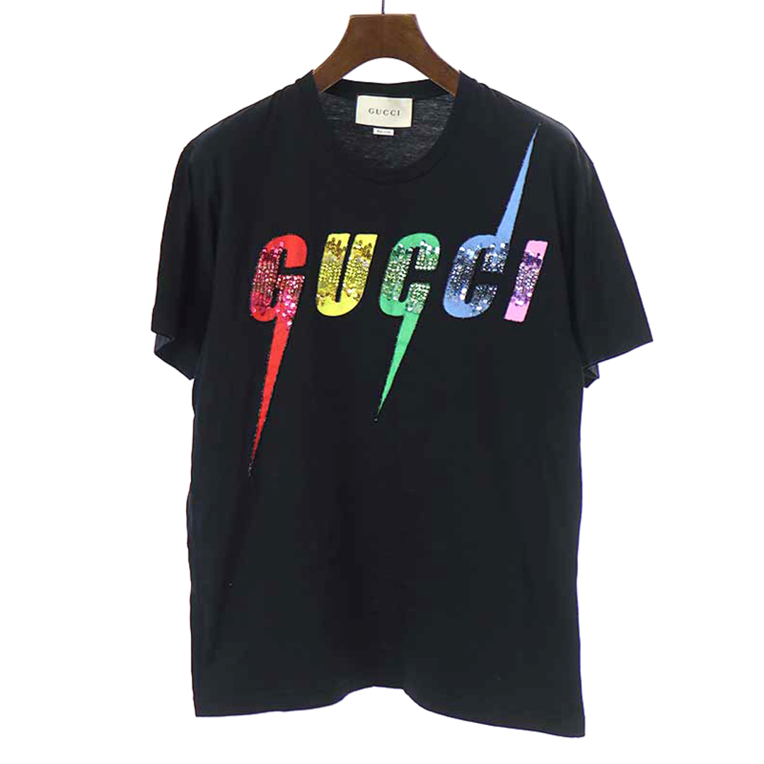 Gucci - GUCCI グッチ スパンコールブレードロゴプリントTシャツ