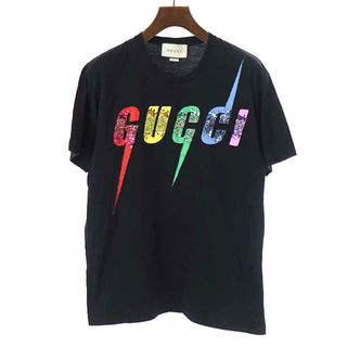 グッチ(Gucci)のGUCCI グッチ スパンコールブレードロゴプリントTシャツ ブラック XS 539081(Tシャツ/カットソー(半袖/袖なし))