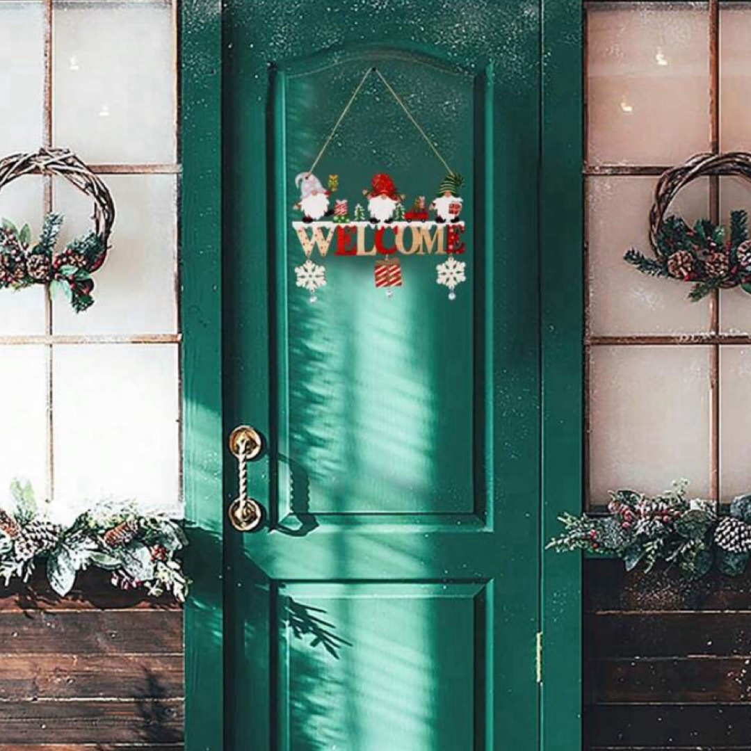 最終　クリスマスデコレーション ドアサイン ドアハンガー 玄関飾り ウェルカム  ハンドメイドのインテリア/家具(インテリア雑貨)の商品写真