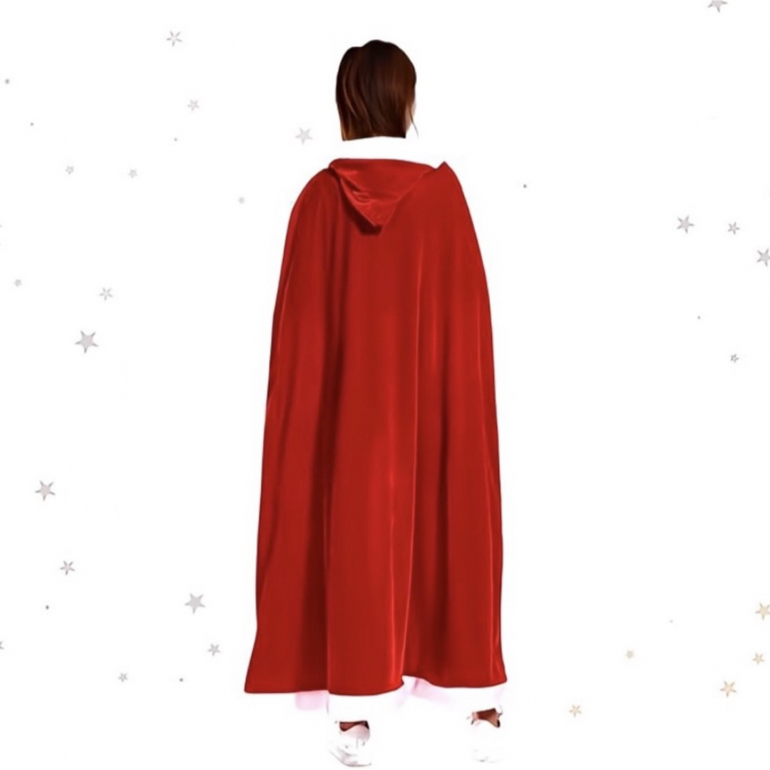 サンタクロース マント L 男女兼用 クリスマス コスプレ 衣装 フード付き エンタメ/ホビーのコスプレ(衣装)の商品写真