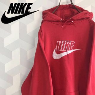 ナイキ(NIKE)の【ナイキ】XL以上 肉厚 裏起毛 刺繍ロゴ スウェットパーカー nike 赤.(スウェット)