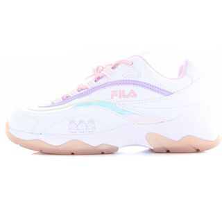 フィラ(FILA)のフィラ FILA スニーカー ロゴ レザー 24cm 白 ラベンダー(スニーカー)