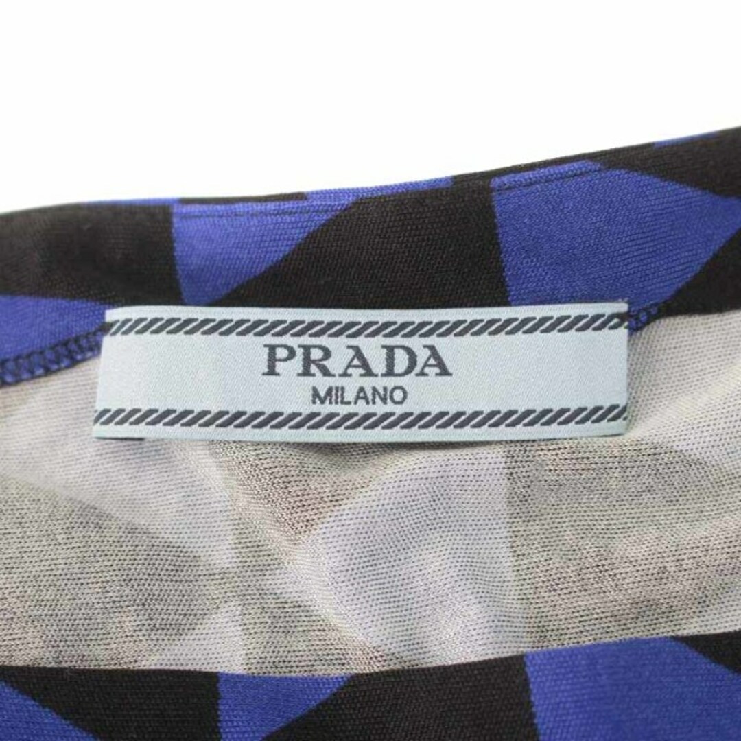 PRADA(プラダ)のプラダ 15年製 カットソー シルク 総柄 七分袖 42 11号 L 紺 黒 レディースのトップス(その他)の商品写真