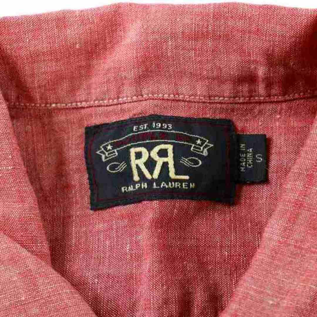 RRL(ダブルアールエル)のRRL RALPH LAUREN オープンカラーシャツ 半袖 麻 S 赤 レッド メンズのトップス(シャツ)の商品写真