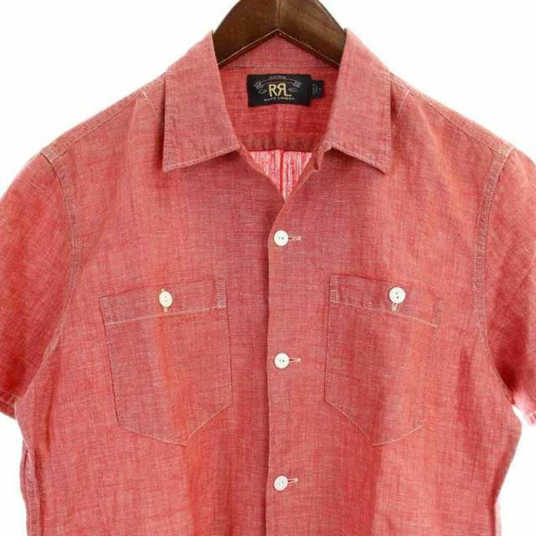 RRL(ダブルアールエル)のRRL RALPH LAUREN オープンカラーシャツ 半袖 麻 S 赤 レッド メンズのトップス(シャツ)の商品写真