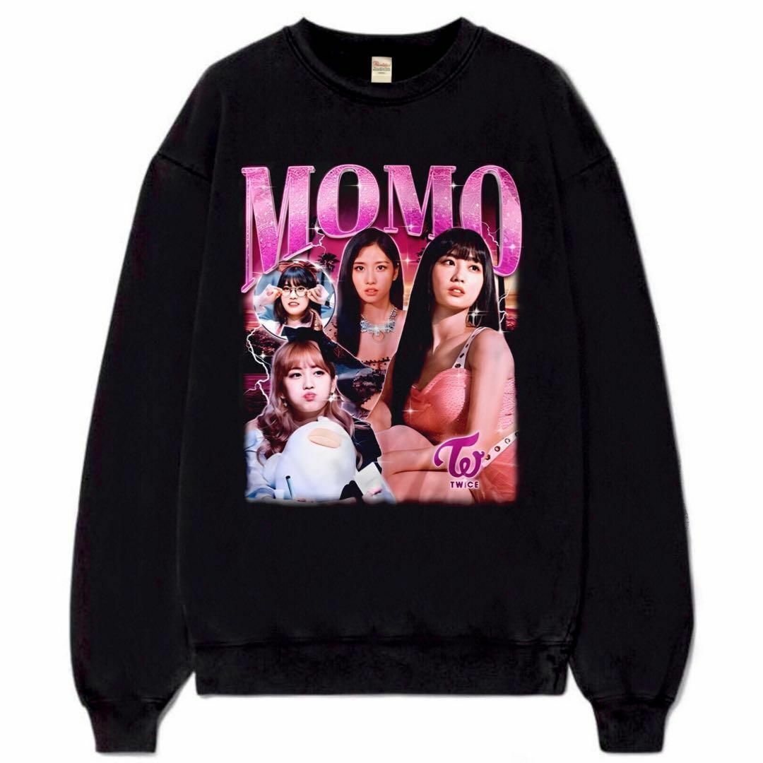 TWICE モモ スウェット k pop vintage ブラックの通販 by yutete TWICE モモ スウェット k pop vintage ブラックの通販 by yutete