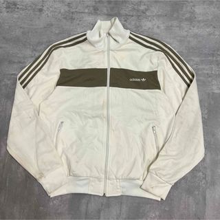 アディダス(adidas)の80s adidas トラックジャケット ライン入り ホワイト ブラウン(ジャージ)