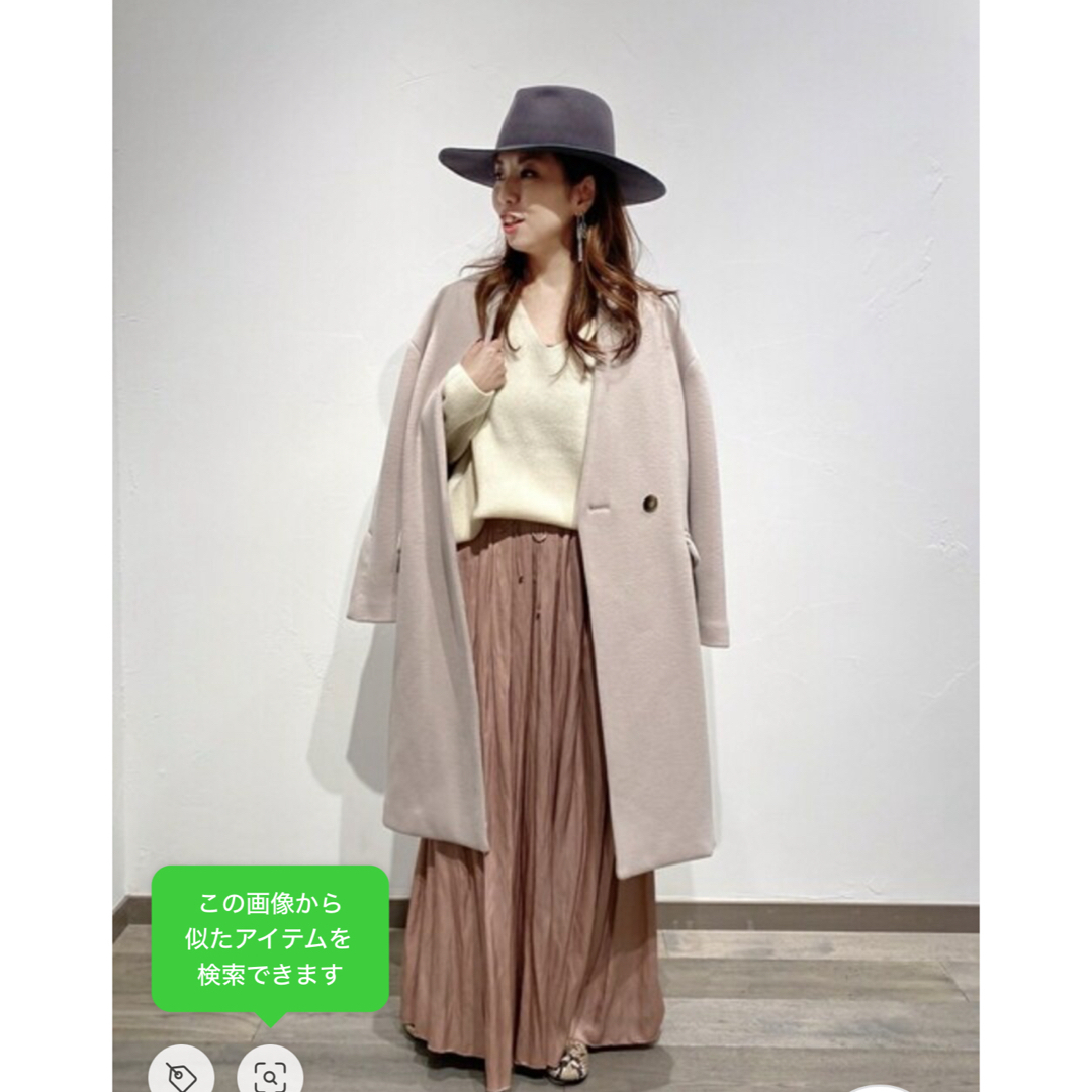 noble♡美品 ウールナイロンフロントボタンVネックコート