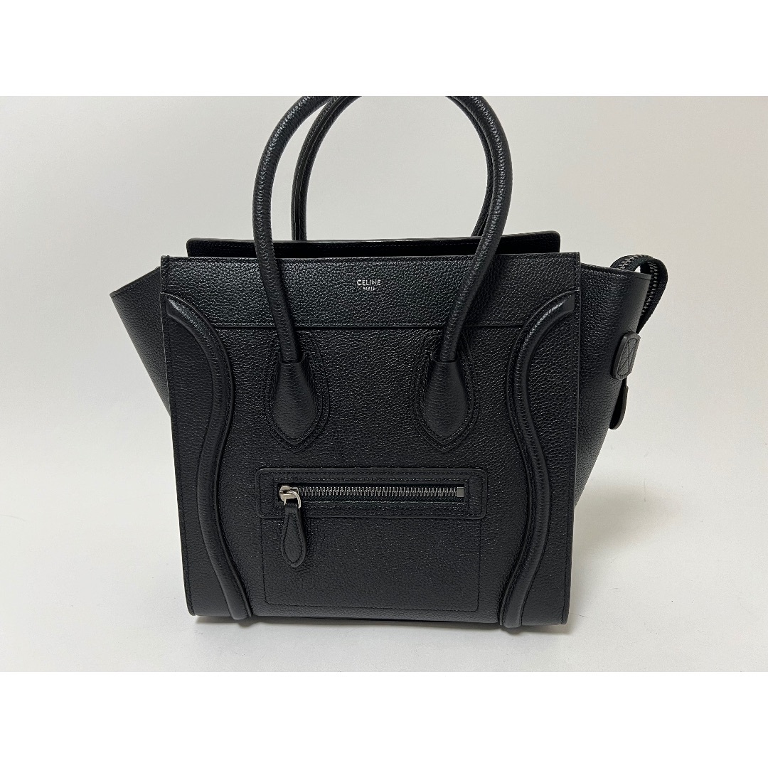 CELINE セリーヌ トートバッグ ハンドバッグ ラゲージマイクロショッパー レザー ブラック 美品20930-00