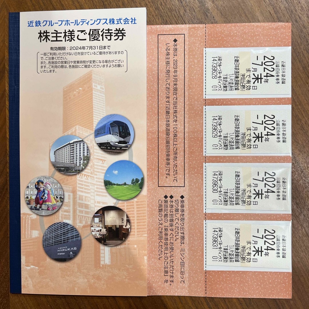 近鉄株主優待券乗車券 チケットの乗車券/交通券(鉄道乗車券)の商品写真