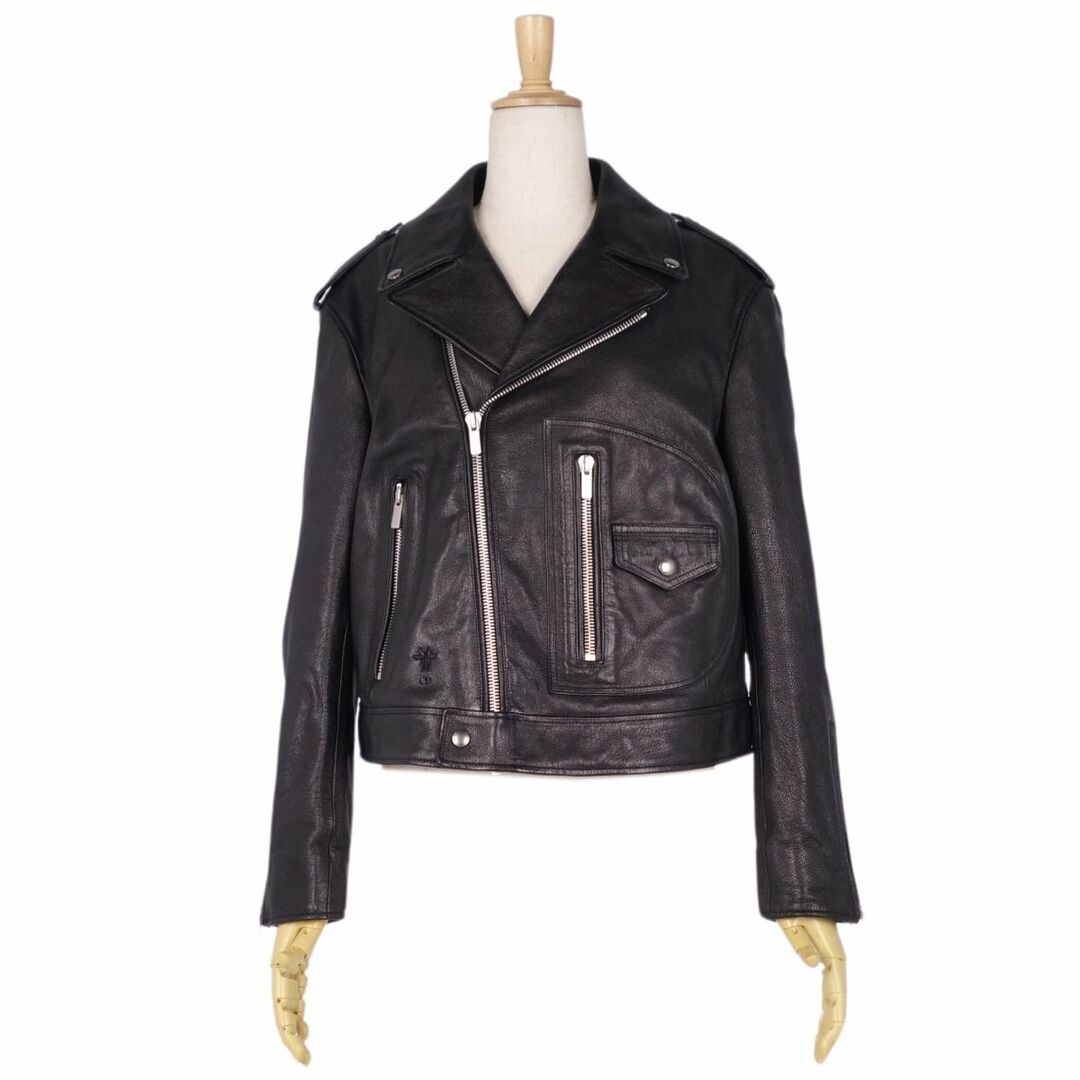 極美品 クリスチャンディオール Christian Dior ジャケット レザージャケット ダブルライダース バイカージャケット ゴートスキン Bee刺繍 アウター レディース F40 USA8 I44(M相当) ブラック 極美品 クリスチャンディオール Christian Dior ジャケット レザージャケット ダブルライダース バイカージャケット ゴートスキン Bee刺繍 アウター レディース F40 USA8 I44(M相当) ブラック