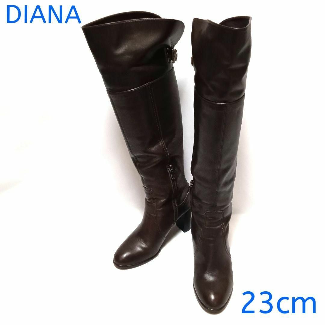 DIANA(ダイアナ)のDIANA　ダイアナ　ニーハイ　23cm　ブラウン　ベルト　サイドジップ レディースの靴/シューズ(ブーツ)の商品写真