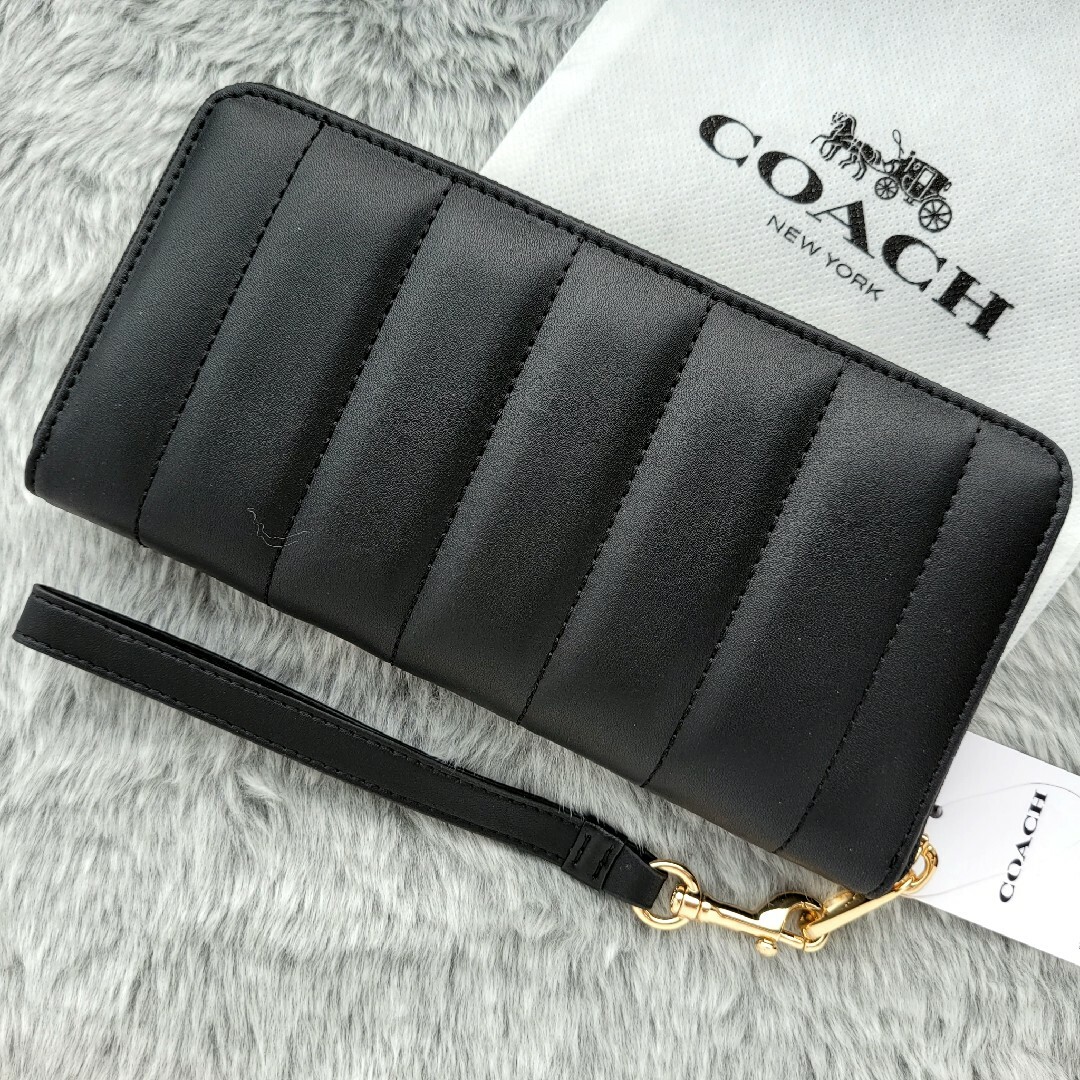 COACH - 【新品未使用】COACH コーチ 長財布 キルティング ブラック 黒