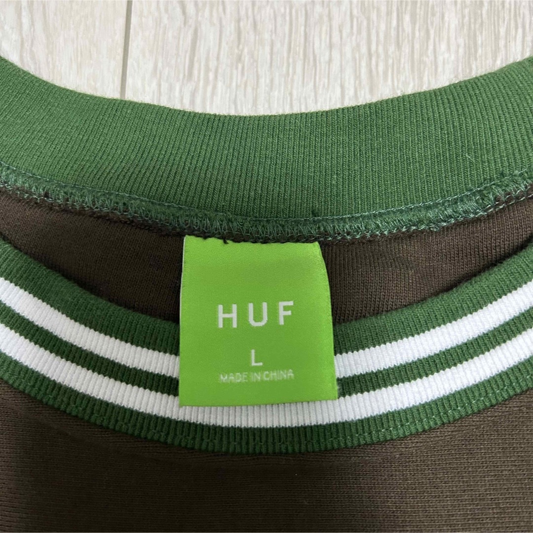 HUF(ハフ)のHUF トレーナー　スウェット　ハフ　ストリート　古着　Lサイズ　配色　美品 メンズのトップス(スウェット)の商品写真