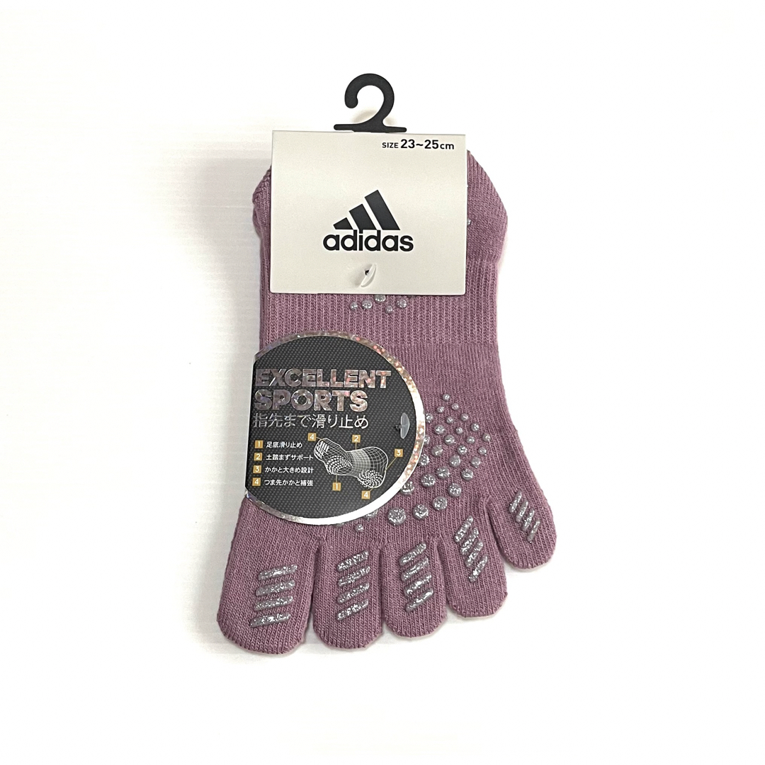 adidas(アディダス)のレディース【アディダス×福助】五本指ソックス滑り止め付き  2足セット レディースのレッグウェア(ソックス)の商品写真