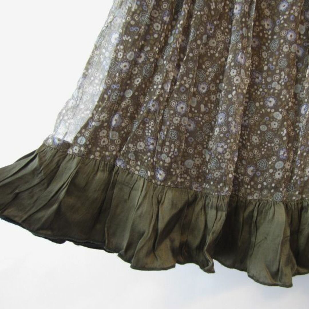 美品　ELISA BLUE／エリザブルー★　シルク100%　花柄　フレアスカート レディースのスカート(ひざ丈スカート)の商品写真