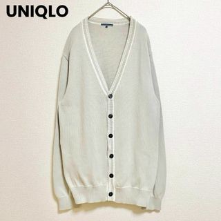 st253 ユニクロ UNIQLO シンプル カーディガン 綿100% メンズL(カーディガン)