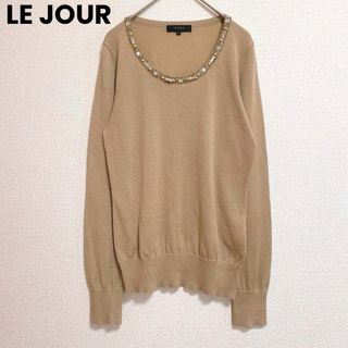 st254 LE JOUR 薄手 長袖カットソー ビジュー シンプル オシャレ(カットソー(長袖/七分))