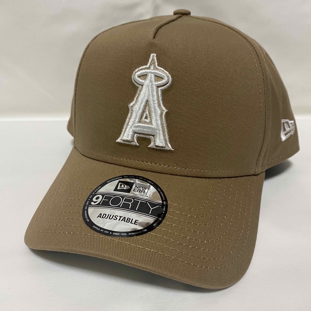 NEWERA　ロサンゼルス　エンゼルス　キャップ　カーキ　ホワイト　グレースナップバック