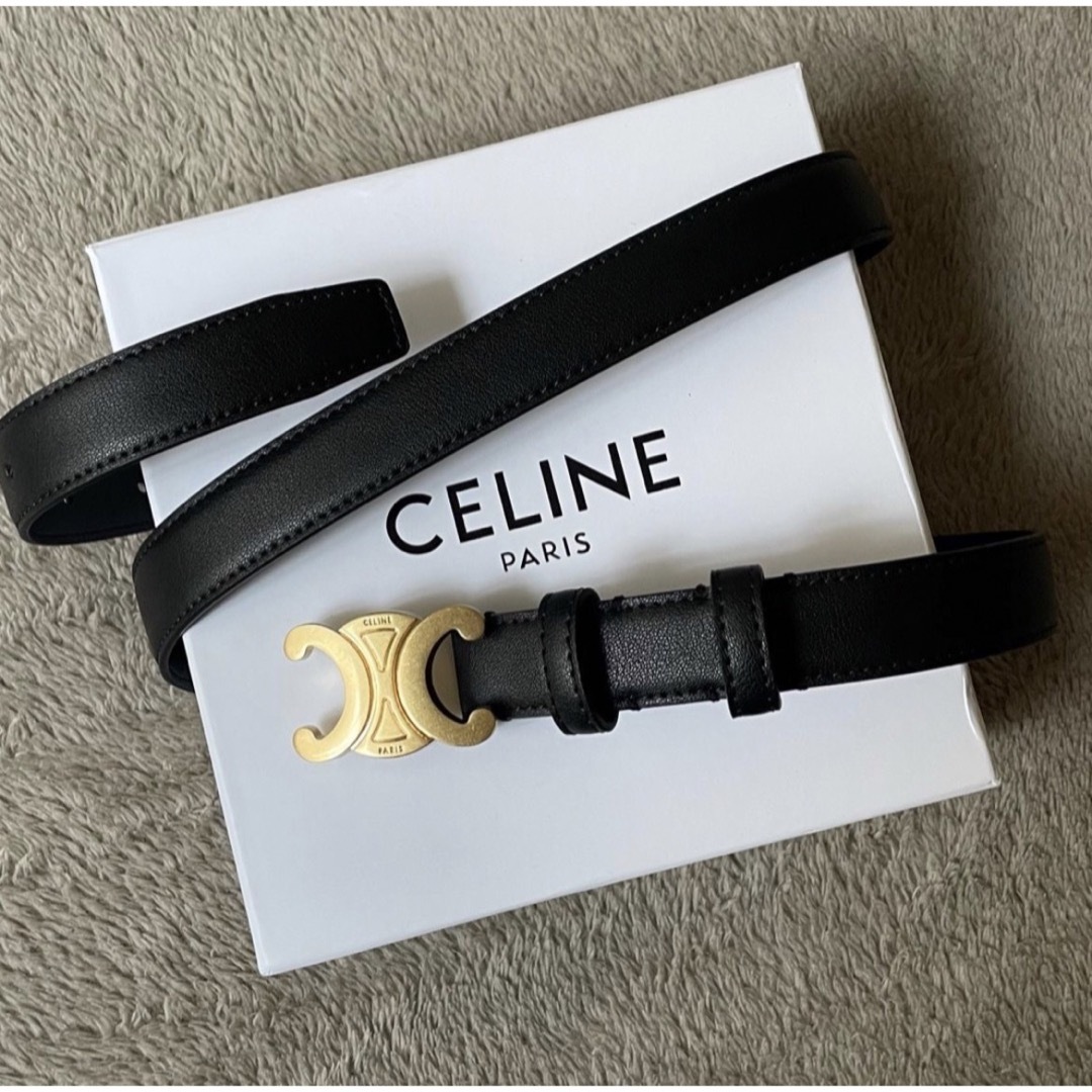 celine - CELINE トリオンフ ベルト / スムースカーフスキン ブラック 