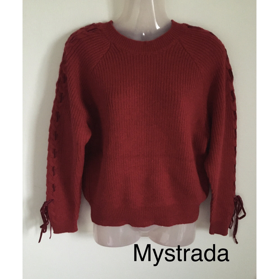 Mystrada(マイストラーダ)のMystrada レースアップスリーブニット レディースのトップス(ニット/セーター)の商品写真