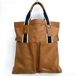 コーチ(COACH)の★COACH コーチ F70558 ヘリテージウェブレザー フォールド オーバートートバッグ ハンドバッグ 2WAYバッグ レザー ブラウン(トートバッグ)