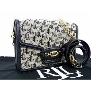 ■新品同様■ RALPH LAUREN ラルフローレン キャンバス×レザー クロスボディ ショルダー 斜め掛け アイボリー系×ブラック系 BG4911 