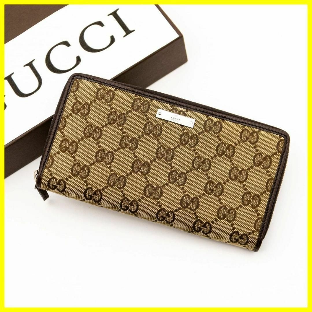 人気デザイナー ☆美品☆ GUCCI グッチ 長財布 GGキャンバス ラウンド