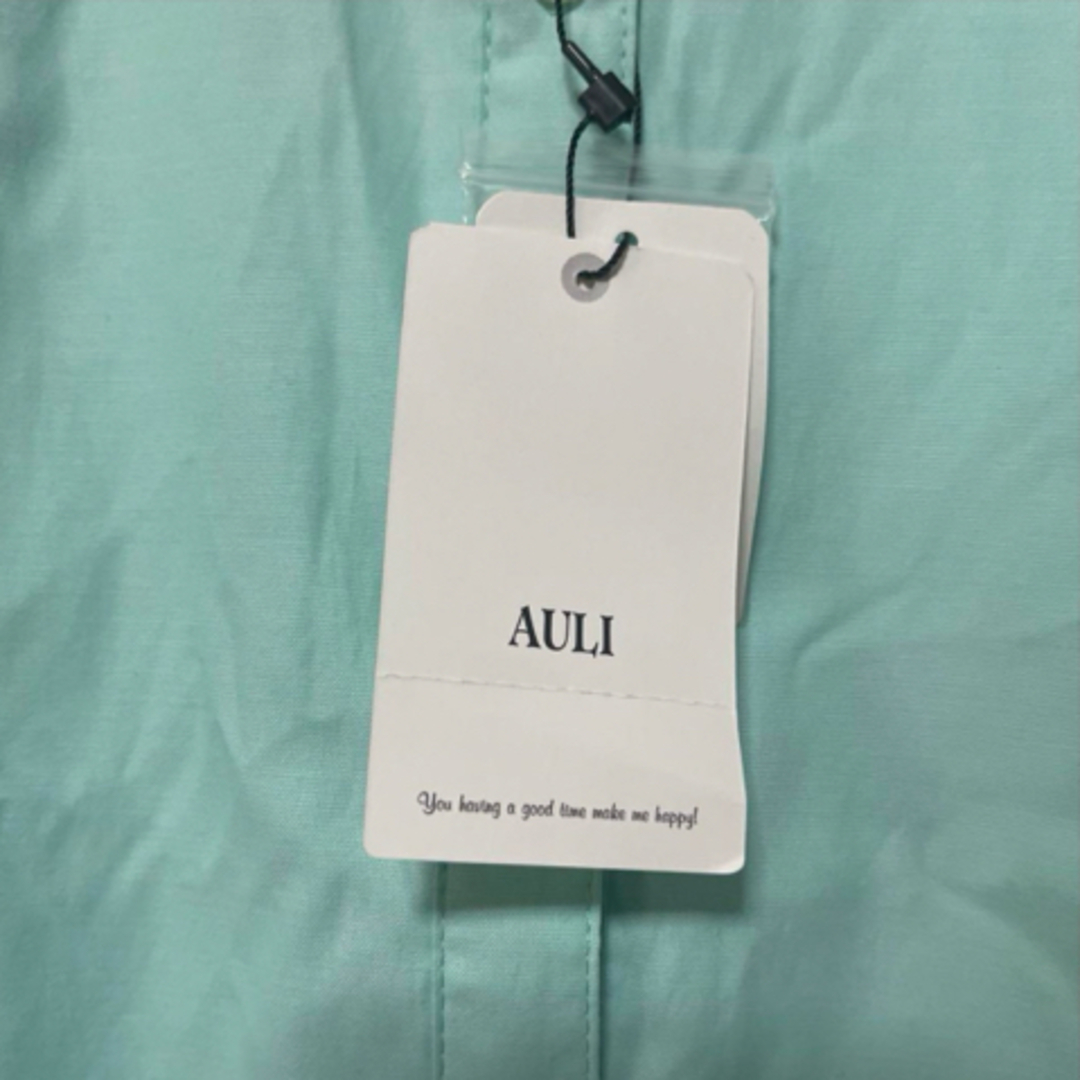 AULI(アウリィ)の新品タグ付き✨AULI 長袖ボタンダウンシャツ　ミント　フリーサイズ レディースのトップス(シャツ/ブラウス(長袖/七分))の商品写真
