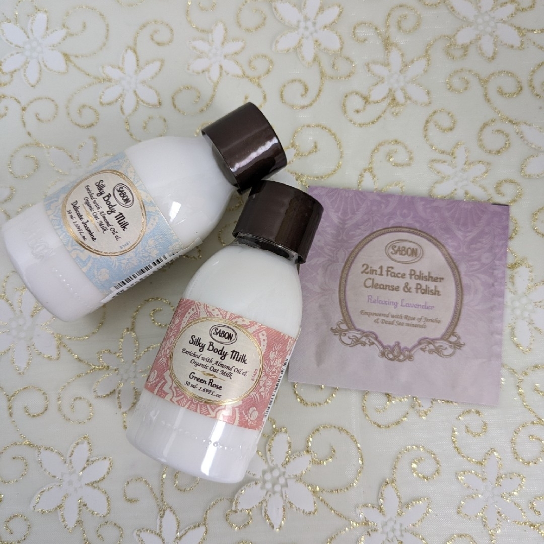 SABON　ボディーミルク2個set♪おまけ付 コスメ/美容のボディケア(ボディローション/ミルク)の商品写真