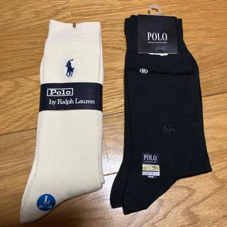 ポロラルフローレン(POLO RALPH LAUREN)のアイボリー紺ロゴ刺繍・毛混合！Polo Ralph Laurenメンズ靴下(ソックス)