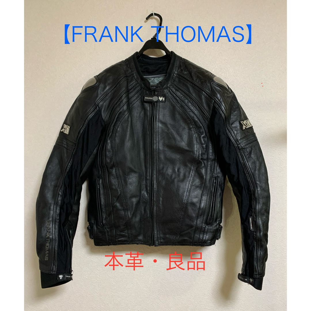 【FRANK THOMAS】シングルライダース 黒 本革レザー50 L 良品自動車/バイク