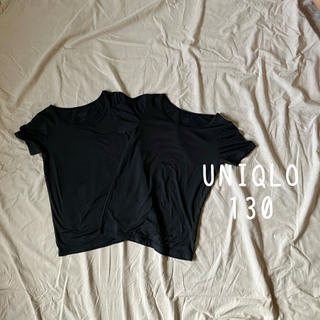 ユニクロ(UNIQLO)のユニクロ 130 ヒートテック 半袖 ブラック(下着)