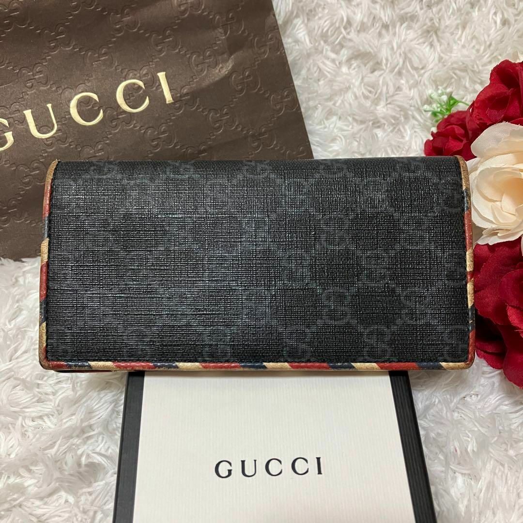 Gucci(グッチ)の【超希少】GUCCI グッチ　ナイトクーリエ　長財布　二つ折り　黒　定期入れ　黒 メンズのファッション小物(長財布)の商品写真